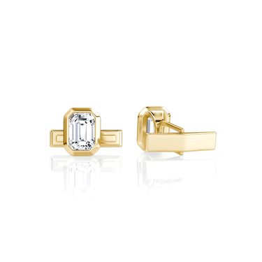 Bezel Cufflinks in yellow gold, back view