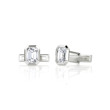 Bezel Cufflinks in white gold, front view
