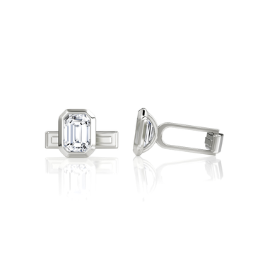 Bezel Cufflinks in white gold, profile view