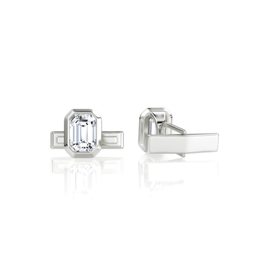 Bezel Cufflinks in white gold, back view