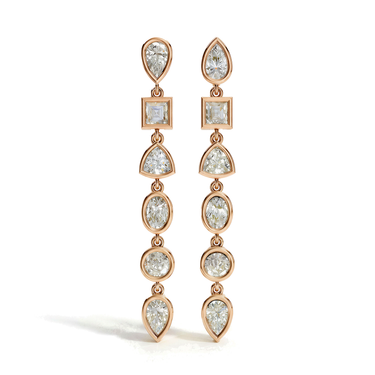 Mixed Shape Bezel Drop Earrings in rose gold, front view