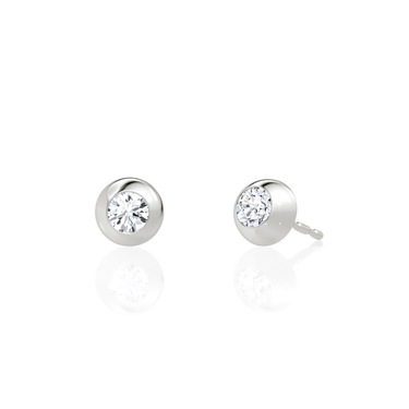 Petite Dome Stud in white gold, front view