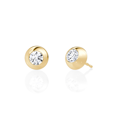 Petite Dome Stud in yellow gold, front view