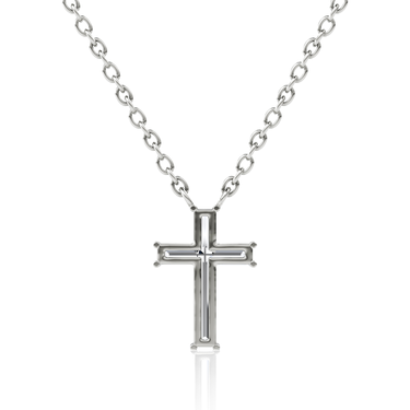 Petite Cross Necklace, white gold, back