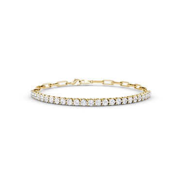 Just Brilliant Paperclip Tennis Bracelet in 18K Yellow Gold, front view