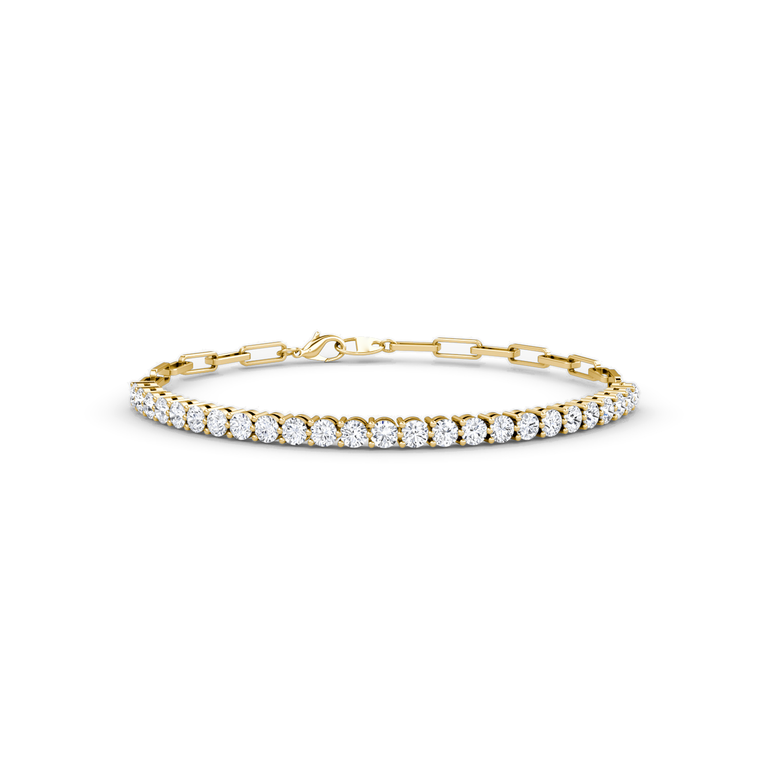 Just Brilliant Paperclip Tennis Bracelet in 18K Yellow Gold, front view