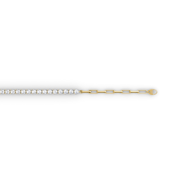 Just Brilliant Paperclip Tennis Bracelet in 18K Yellow Gold, horizontal detail view
