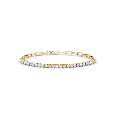 Just Brilliant Paperclip Tennis Bracelet in 18K Yellow Gold, front view