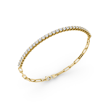 Just Brilliant Paperclip Tennis Bracelet in 18K Yellow Gold, upright view