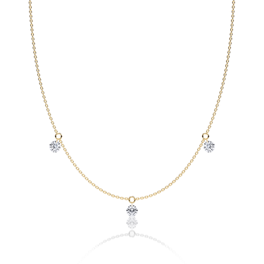 Just Brilliant Floating Station Necklace, 18K yellow gold, front view.
