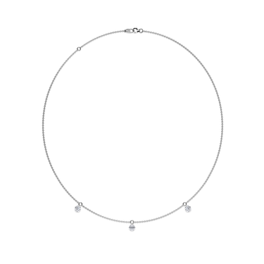 Just Brilliant Floating Station Necklace, 18K white gold, top view.