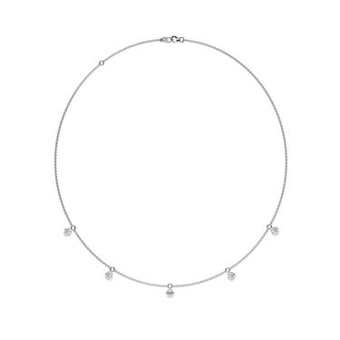 Just Brilliant Floating Station Necklace, 18K white gold, top view.