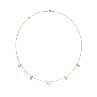 Just Brilliant Floating Station Necklace, 18K yellow gold, top view.