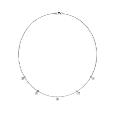 Just Brilliant Floating Station Necklace, 18K white gold, top view.