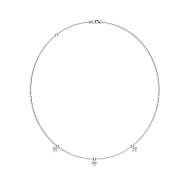 Just Brilliant Floating Station Necklace, 18K white gold, top view.