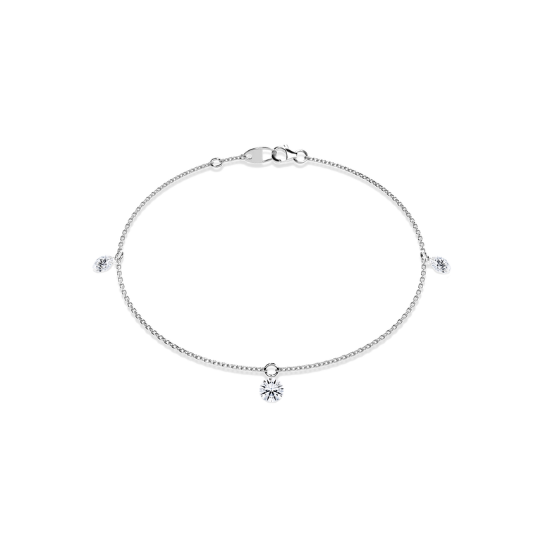 Just Brilliant Floating Station Bracelet, 18K white gold, front view.