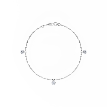 Just Brilliant Floating Station Bracelet, 18K white gold, top view.