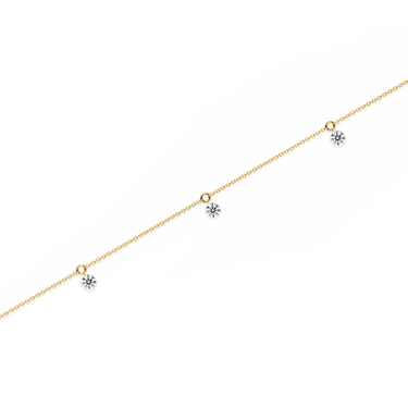 Just Brilliant Floating Station Bracelet, 18K yellow gold, detail view.