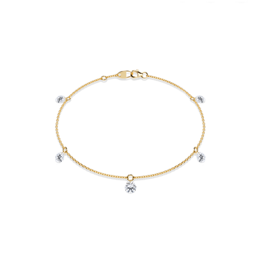 Just Brilliant Floating Station Bracelet, 18K yellow gold, front view.