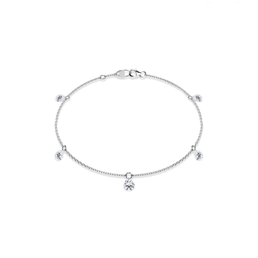 Just Brilliant Floating Station Bracelet, 18K white gold, front view.