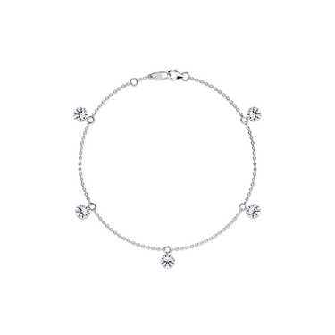 Just Brilliant Floating Station Bracelet, 18K white gold, top view.