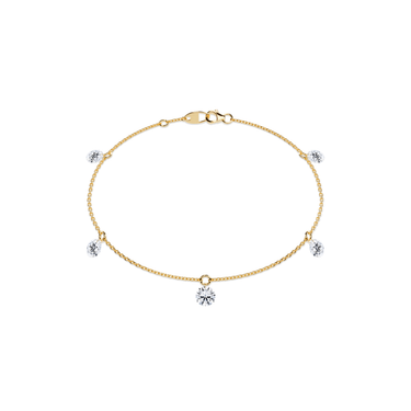 Just Brilliant Floating Station Bracelet, 18K yellow gold, front view.