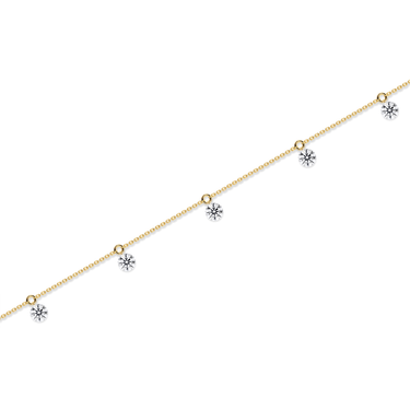 Just Brilliant Floating Station Bracelet, 18K yellow gold, detail view.