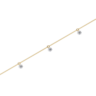 Just Brilliant Floating Station Bracelet, 18K yellow gold, detail view.