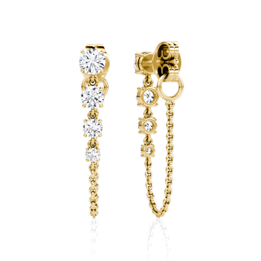 Linked Tennis Earring, yellow gold, back view.