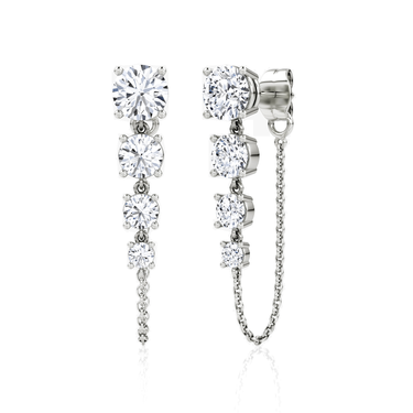 Linked Tennis Earring, white gold, front view.