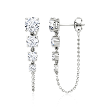Linked Tennis Earring, white gold, side view.
