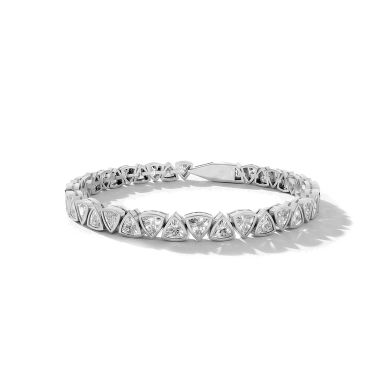 Just Brilliant Alternating Shape Tennis Bracelet, 18K white gold, front view.