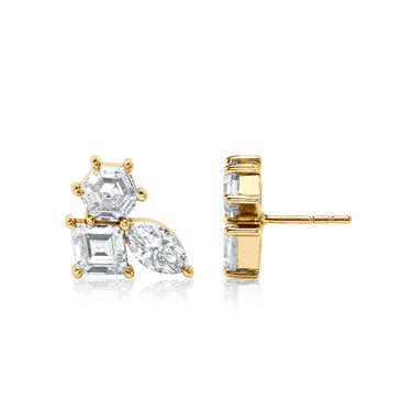 Just Brilliant Illuminate Stud, 18K yellow gold, side view.