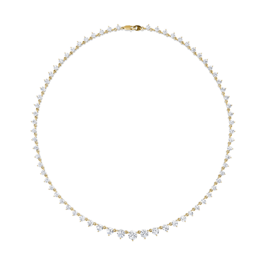 Just Brilliant Infinity Linked Tennis Necklace, 18K yellow gold, top view.