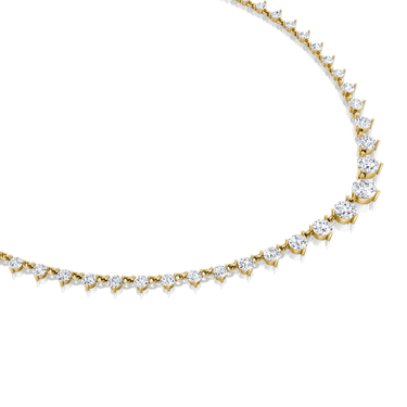 Just Brilliant Infinity Linked Tennis Necklace, 18K yellow gold, detail view.