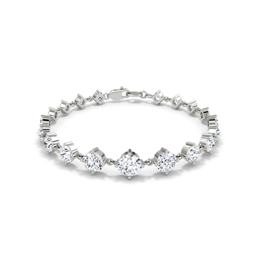 Just Brilliant Full Linked Tennis Bracelet, 18K white gold, front view.