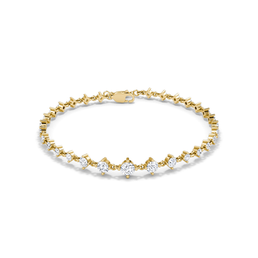 Just Brilliant Full Linked Tennis Bracelet, 18K yellow gold, open view.
