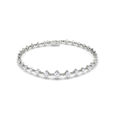Just Brilliant Full Linked Tennis Bracelet, 18K white gold, open view.