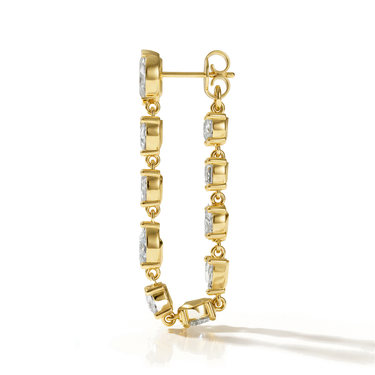 Mixed Shape Chain Hoop, yellow gold, back view.