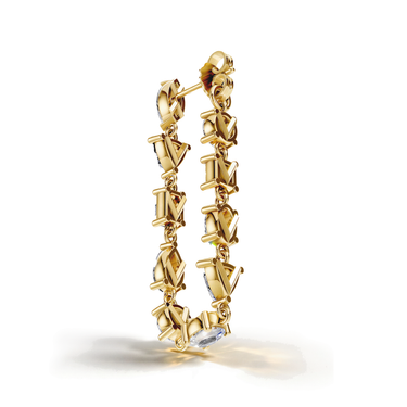 Mixed Shape Chain Hoop, yellow gold, perspective view.