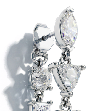 Mixed Shape Chain Hoop, white gold, detail view.