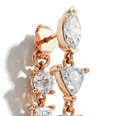 Mixed Shape Chain Hoop, rose gold, detail view.