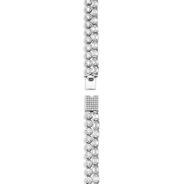 Celestial Double Strand Tennis Necklace in 18K white gold — clasp view