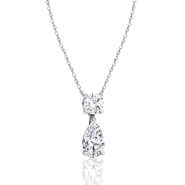 Signature Drop Necklace, white gold, angled view