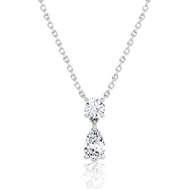 Signature Drop Necklace, white gold, front view
