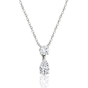 Signature Drop Necklace, white gold, angled view
