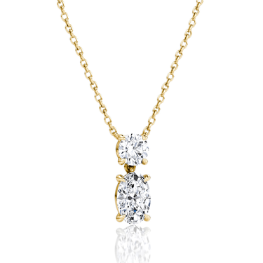 Signature Drop Necklace, yellow gold, angled view