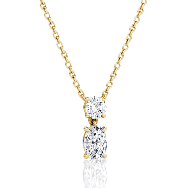 Signature Drop Necklace, yellow gold, angled view