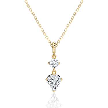 Duo Shield Drop Pendant in yellow gold, front view