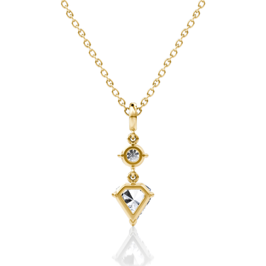 Duo Shield Drop Pendant in yellow gold, back view
